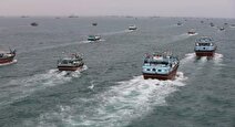 رژه دریایی ۶۰۰ شناور در حمایت از ملت فلسطین در آب‌های خلیج‌فارس